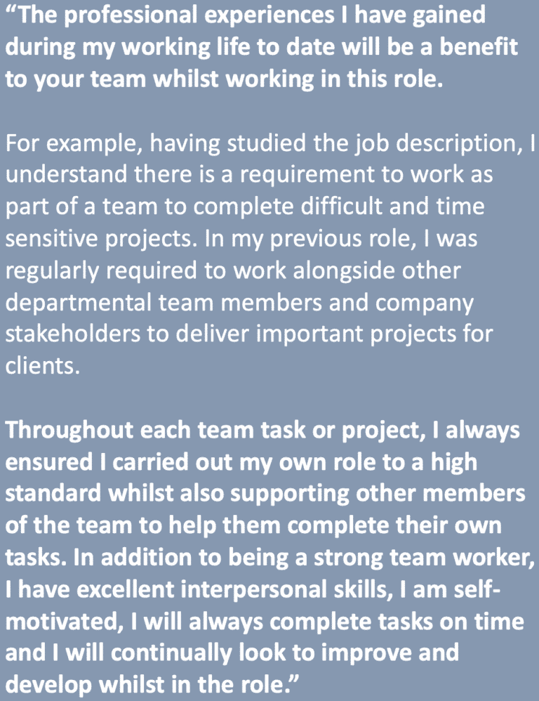 example of a personal statement for employment